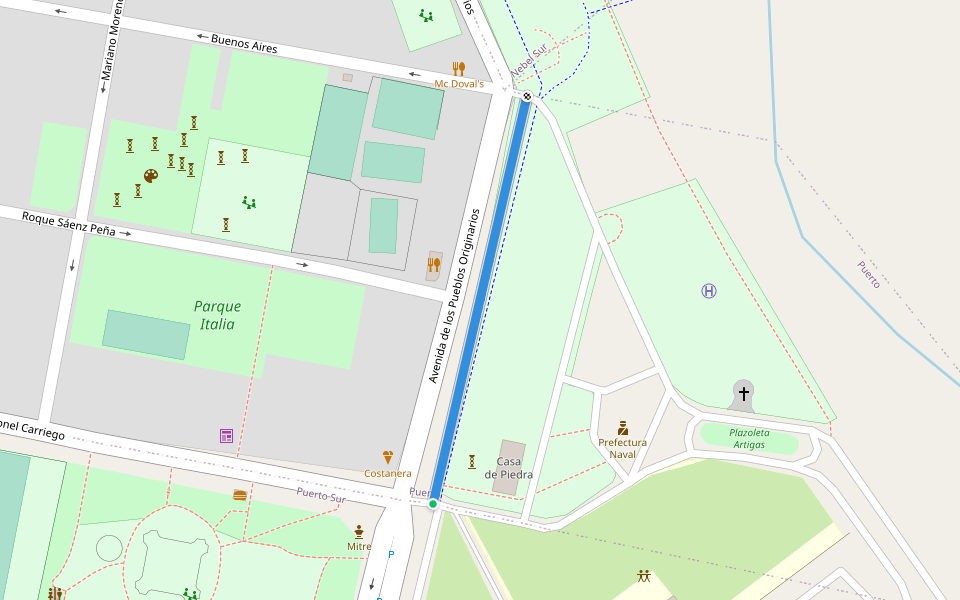 Avenida Cervantes walking route map in Concordia