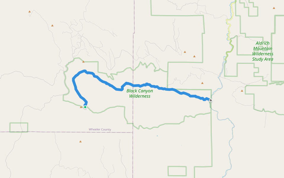 Black Canyon Trail #820 walking route map in Dayville