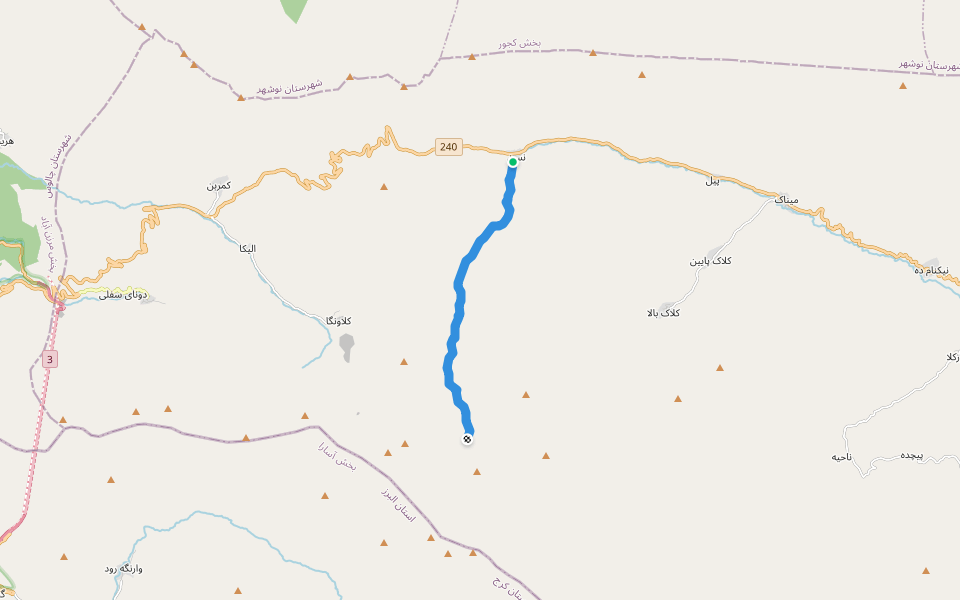 آزادکوه_ نسن walking route map in Nesen