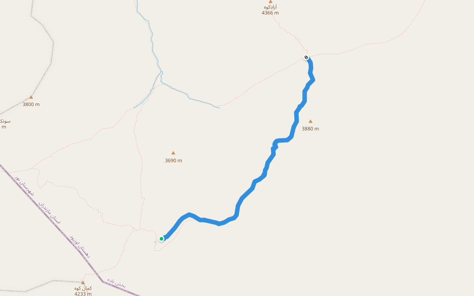 برکه کمانکوه - چورن walking route map in Kalavanga