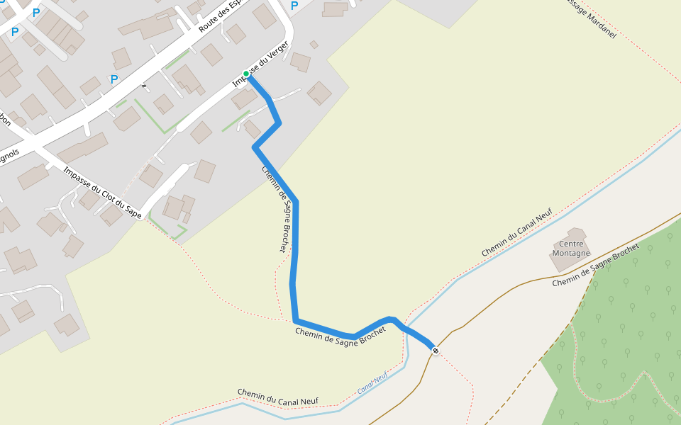 Chemin de Sagne Brochet walking route map in Villar-Saint-Pancrace