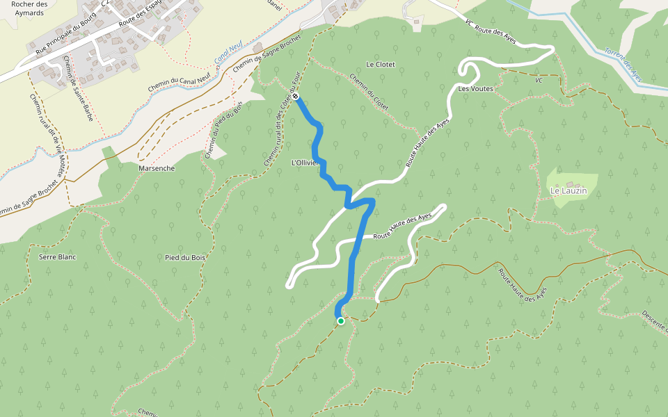 Chemin du Clot de Triomphe walking route map in Villar-Saint-Pancrace