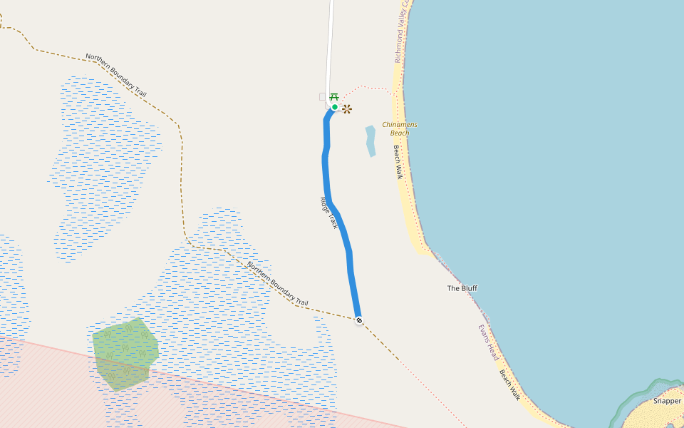 Ridge Track walking route map in Evans Head