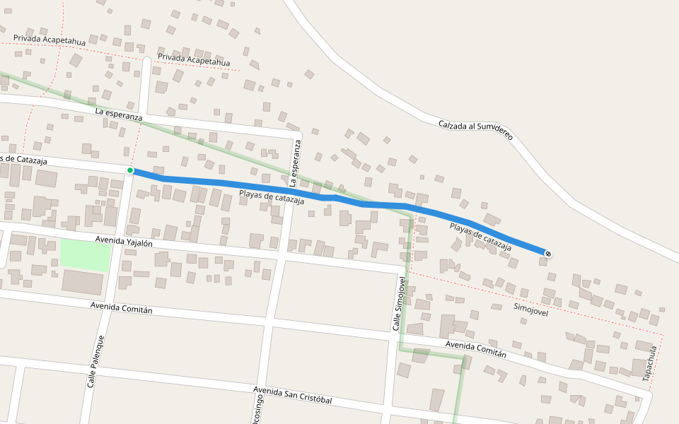 Playas de catazaja walking route map in Tuxtla Gutiérrez