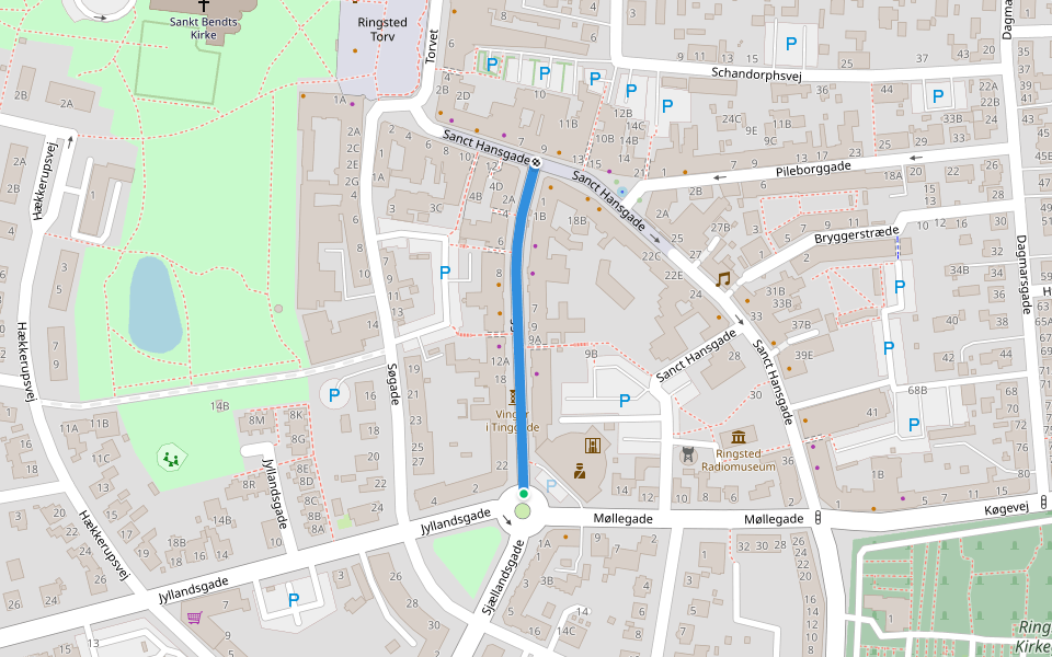 Tinggade walking route map in Ringsted