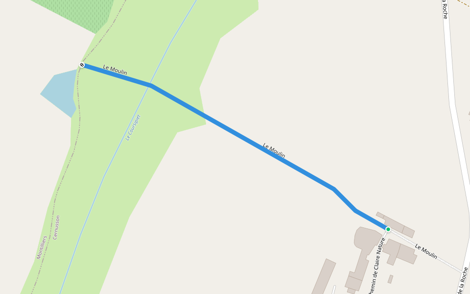 Le Moulin walking route map in Cernusson