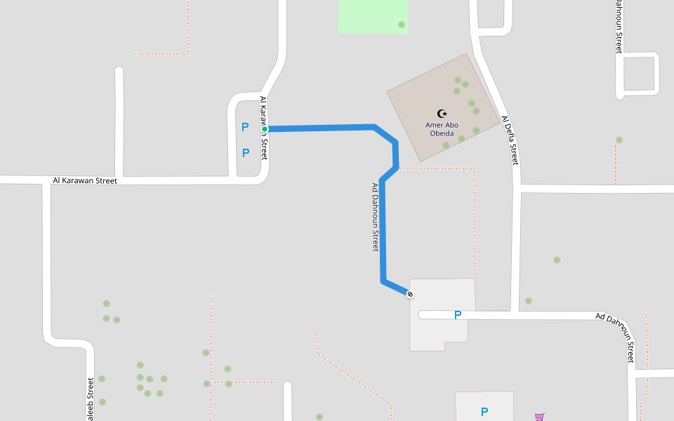 Ad Dahnoun Street walking route map in Aqaba