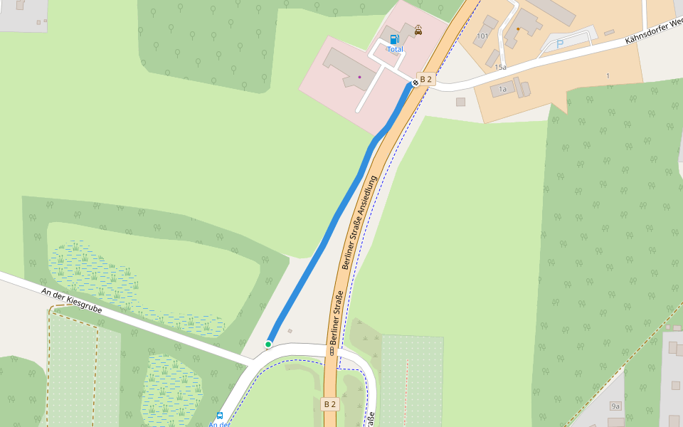 Berliner Straße Ansiedlung walking route map in Beelitz