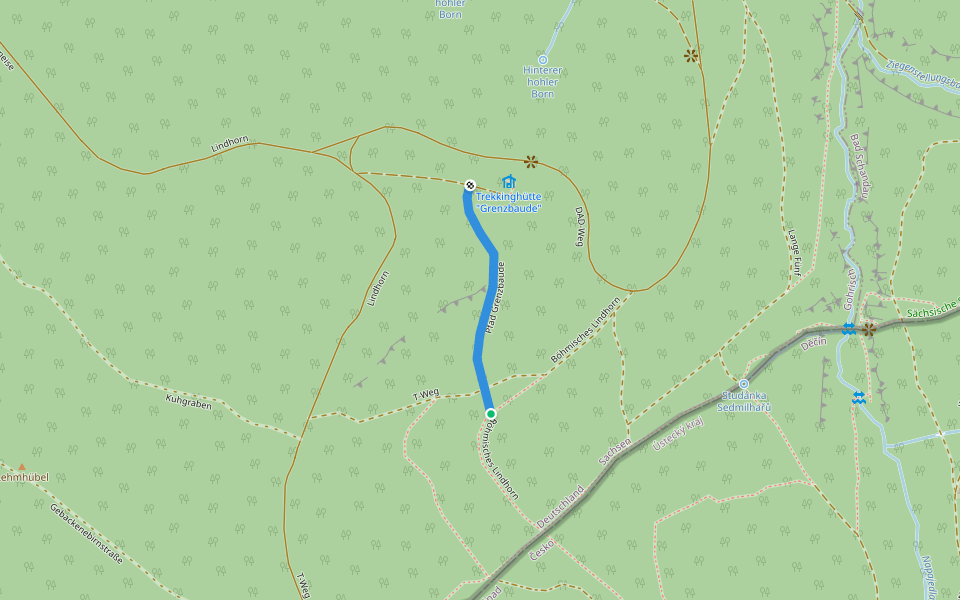 Pfad Grenzbaude walking route map in Gohrisch