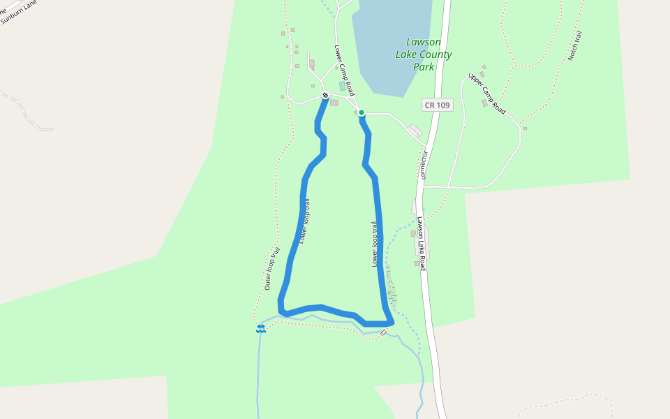 Lower loop trail walking route map in Feura Bush
