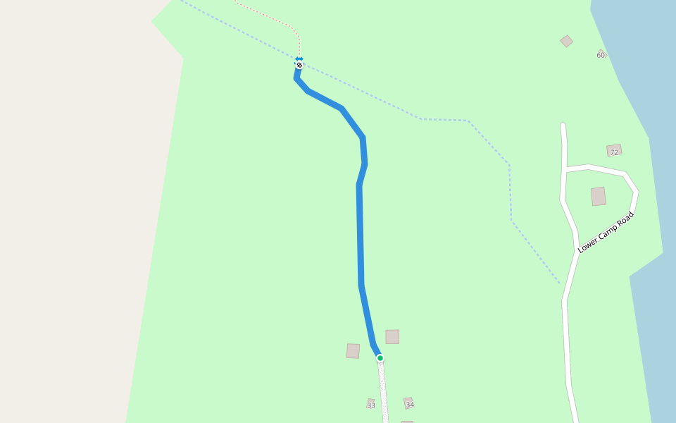 Waterfall trail (blue) walking route map in Feura Bush