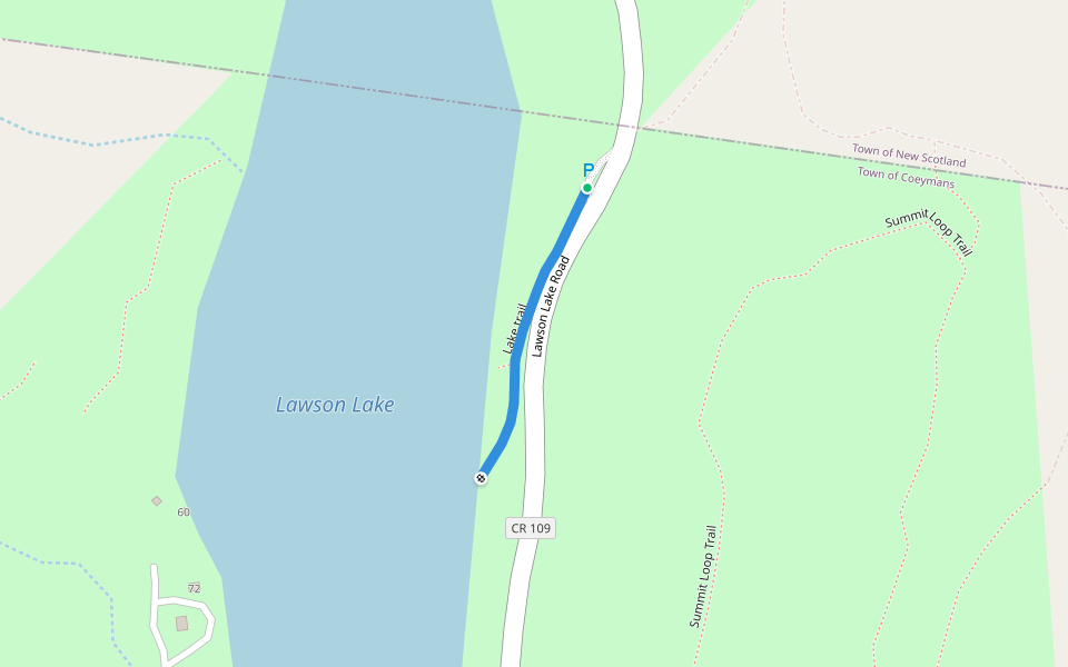 Lake trail walking route map in Feura Bush