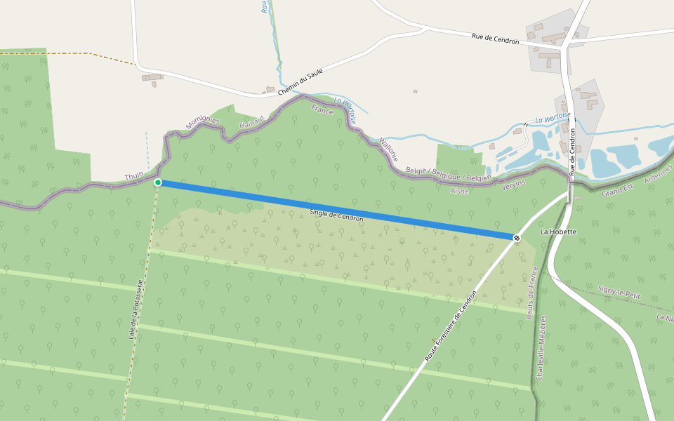 Single de Cendron walking route map in Momignies