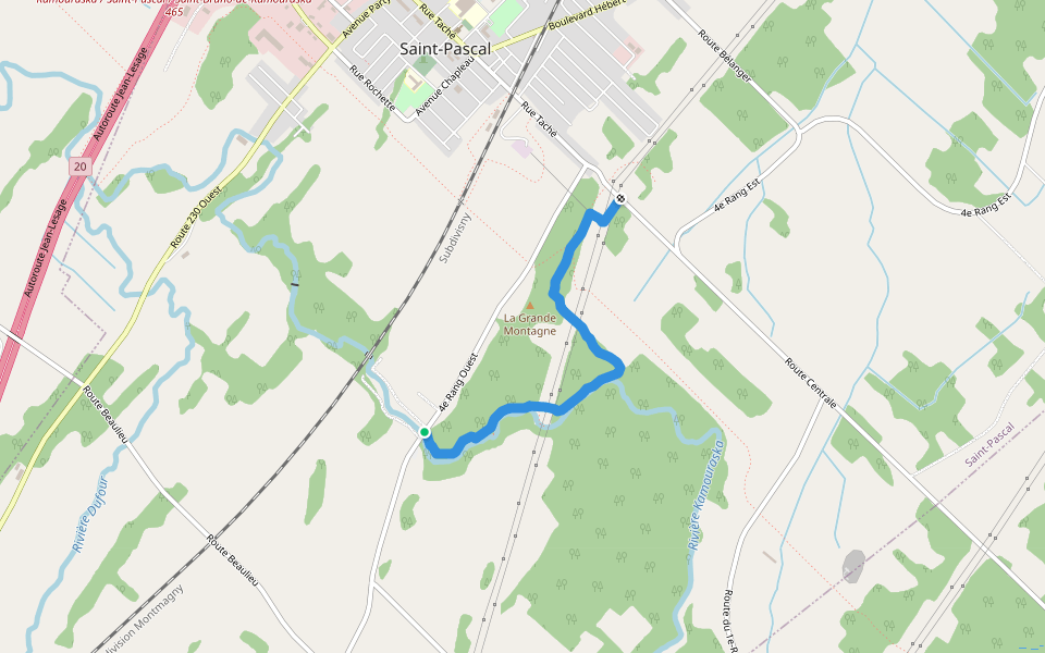 Sentier du Parc des Sept-Chutes walking route map in Saint-Pascal