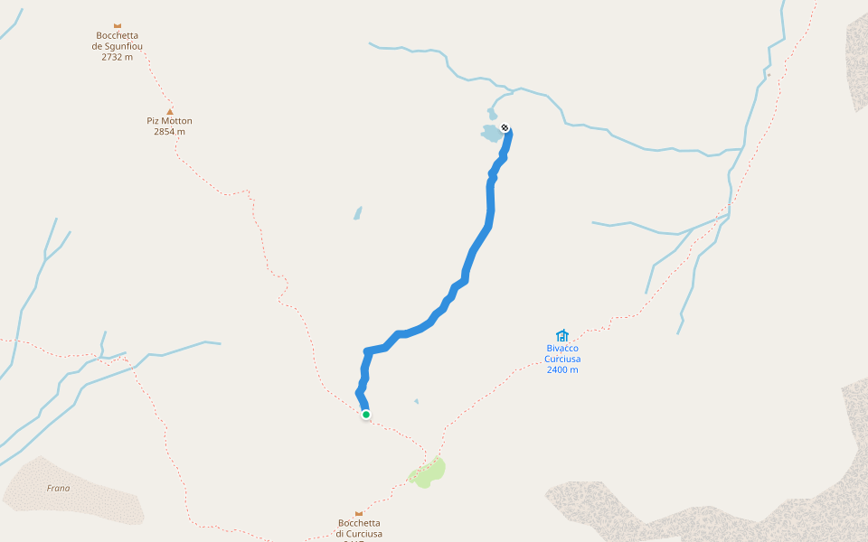 Bocchetta di Curciusa - Foppa Granda walking route map in Mesocco