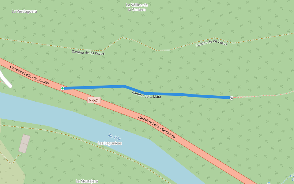 Camino de la Mata walking route map in Crémenes