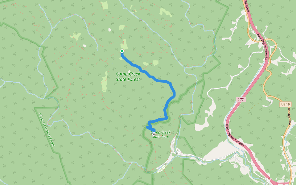 Blue Jay Ridge Trail walking route map in Camp Creek