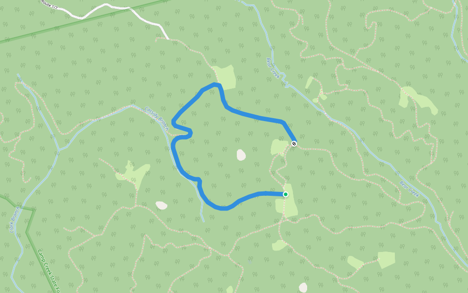 Hatfield Road and Trail walking route map in Camp Creek