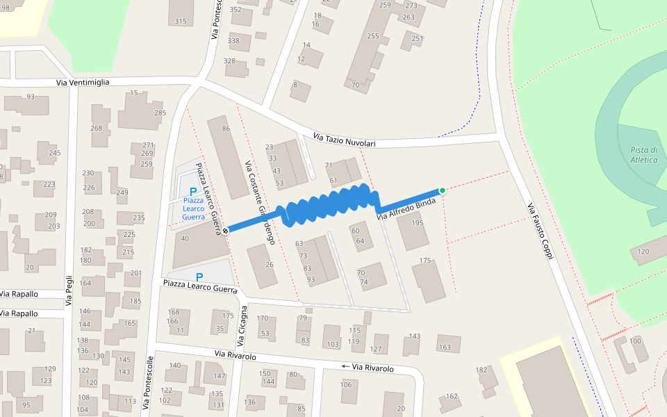 Via Alfredo Binda walking route map in Cesena