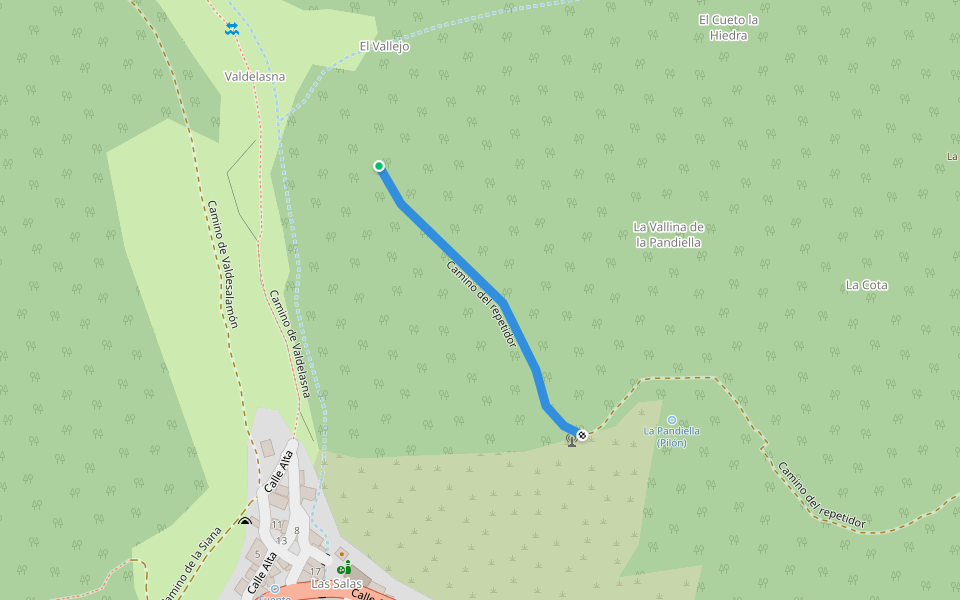 Camino del repetidor walking route map in Las Salas
