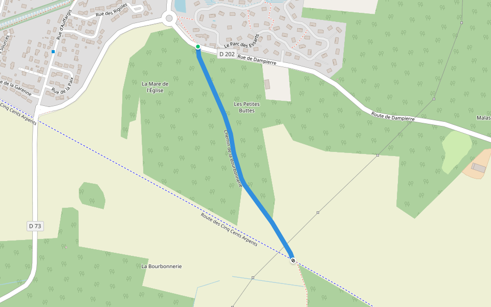 Chemin de la Bourbonnerie walking route map in Les Essarts-le-Roi