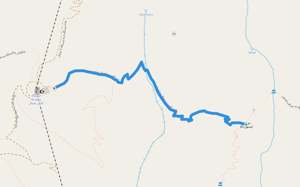 ایستگاه پنجم توچال به اوسون walking route map in Pas-e-Qaleh