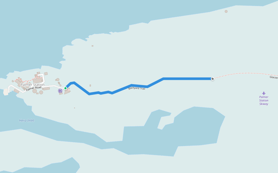 Backyard Trail walking route map in Palmer Station