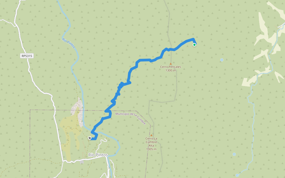 Caminito a la Quebrada de Chuschica walking route map in San Esteban
