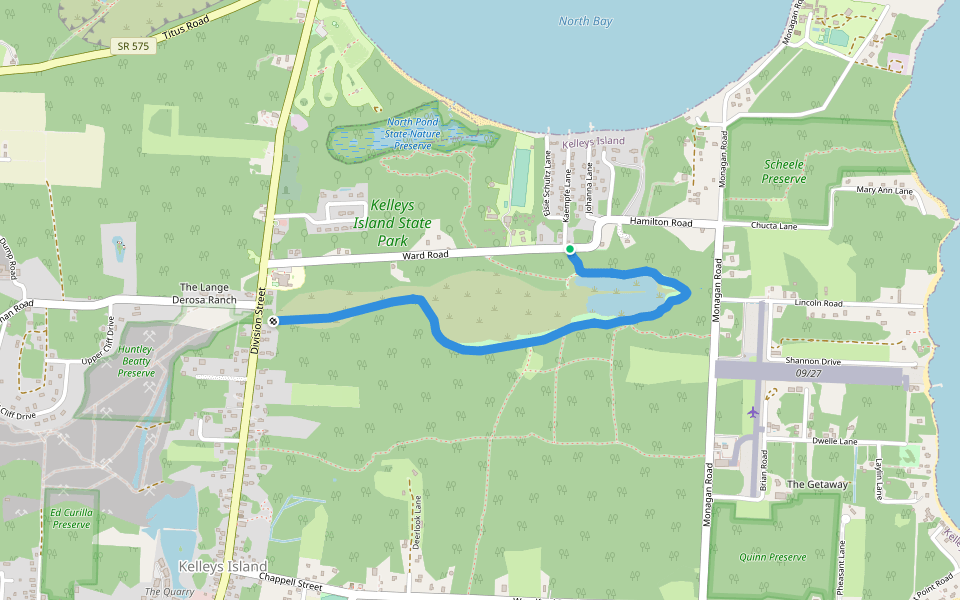 Quarry Rim Trail walking route map in Kelleys Island