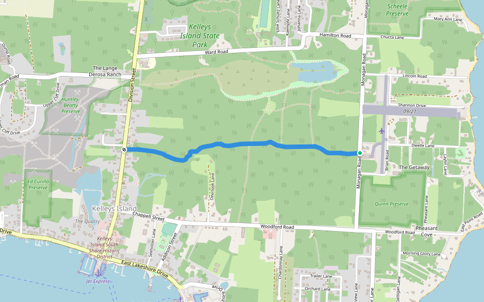 Erie Trail walking route map in Kelleys Island