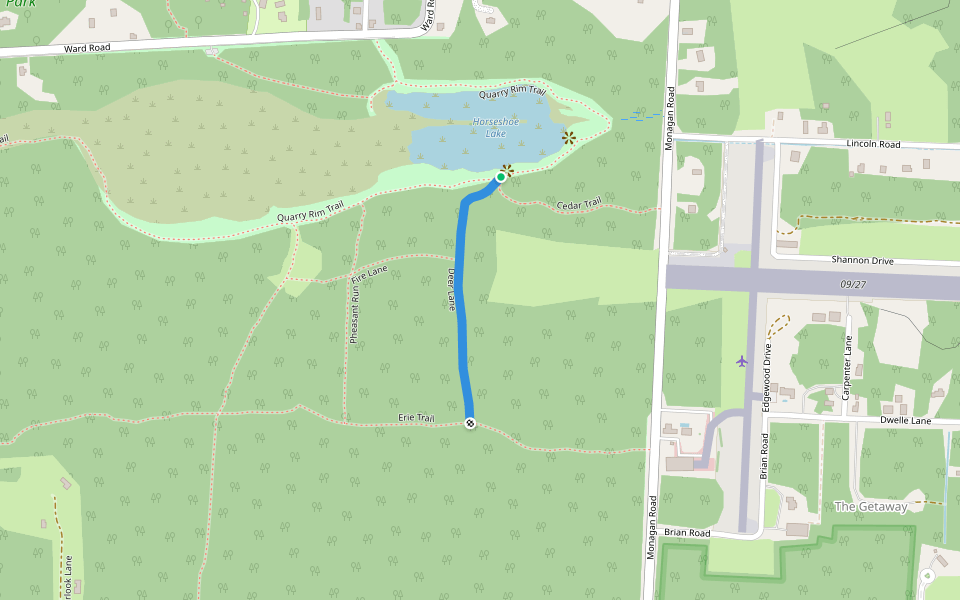 Deer Lane walking route map in Kelleys Island