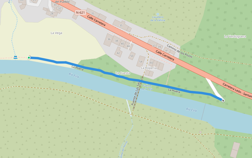 La Huera walking route map in Las Salas