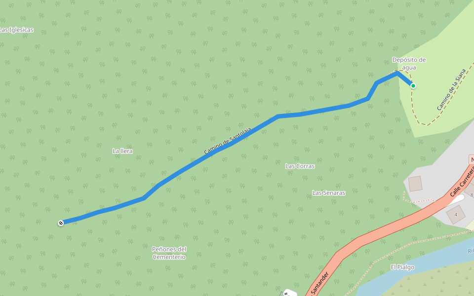 Camino de Santolaja walking route map in Las Salas