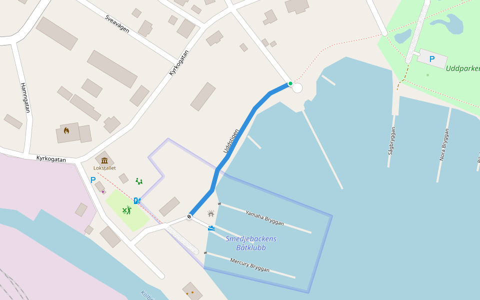 Uddstigen walking route map in Smedjebacken