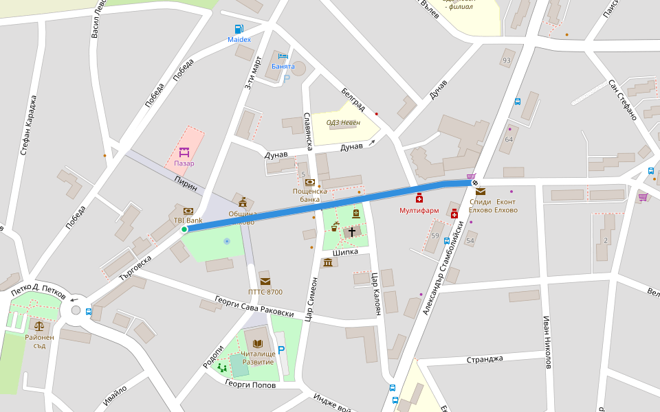 Търговска walking route map in Yambol