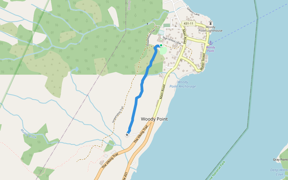 Woody Point Lookout Trail walking route map in Woody Point