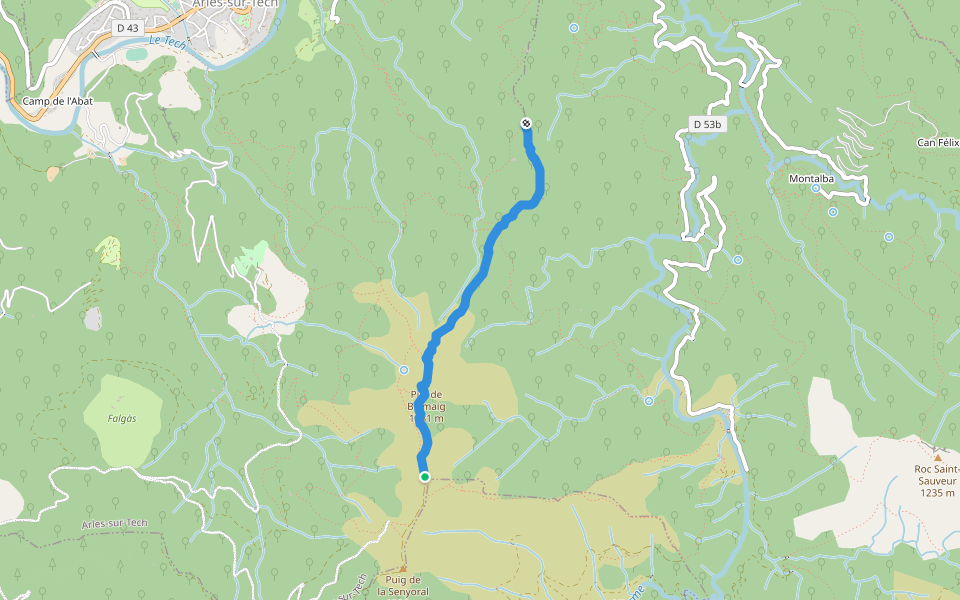 Sentier du Piton de Belmatx walking route map in Arles-sur-Tech