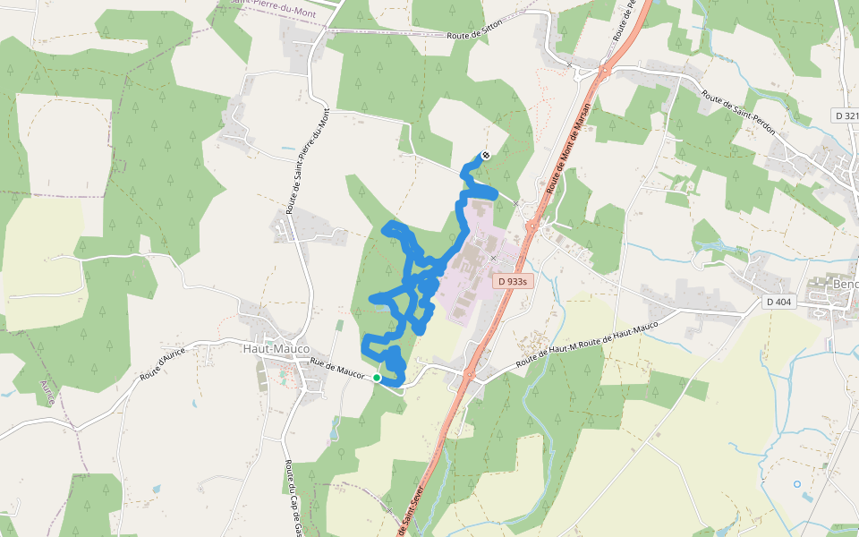 Single de Maïsadour walking route map in Haut-Mauco