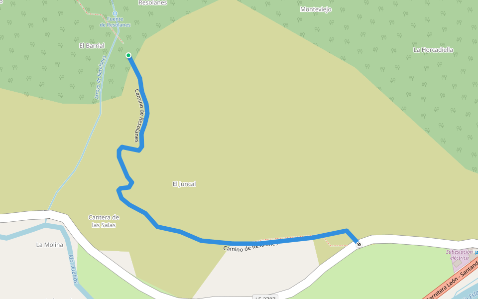 Camino de Resolanes walking route map in Crémenes