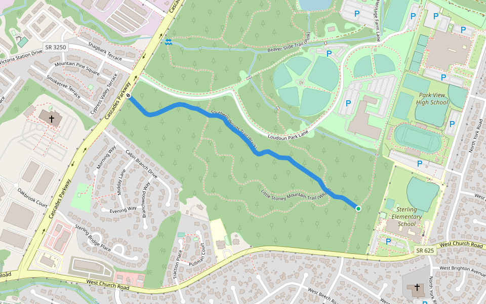 Southern Woods Trail (Black) walking route map in Sterling