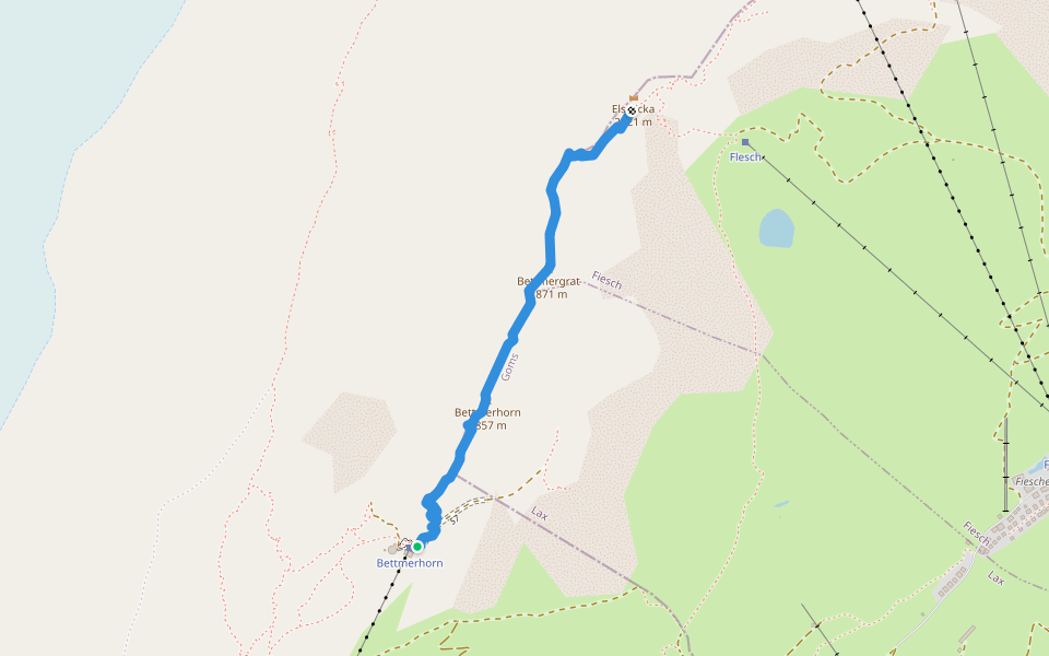 Bettmergrat-Höhenweg walking route map in Bettmeralp