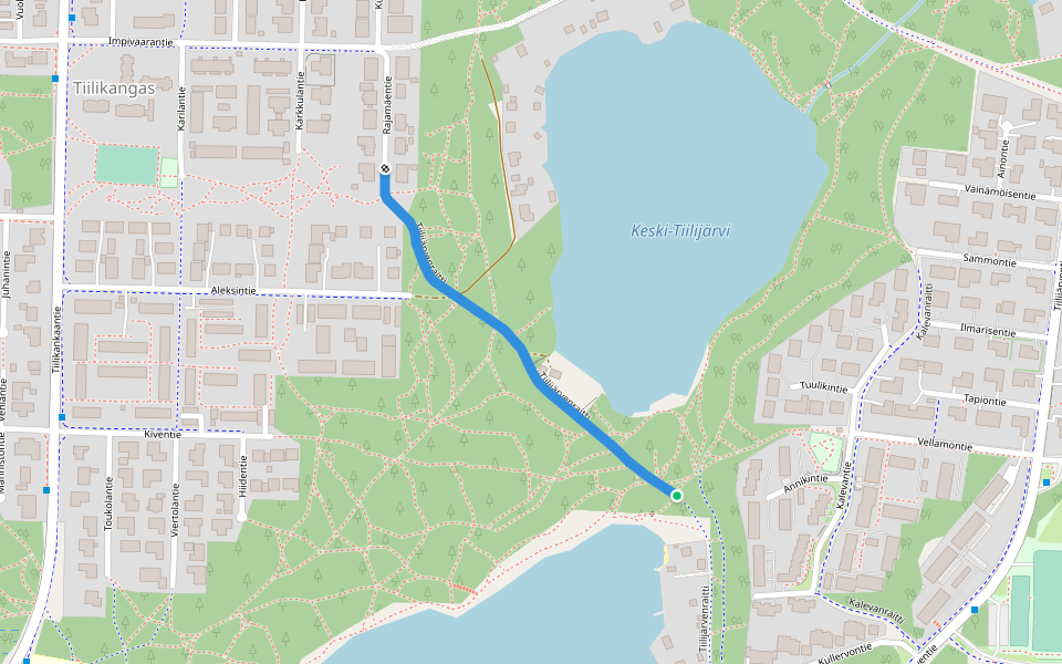 Tiilijärvenraitti walking route map in Hollola