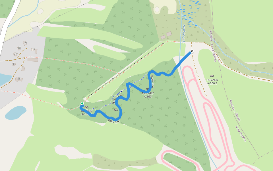 Flow line walking route map in Číměř