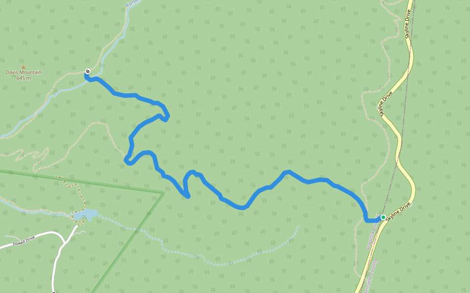 Wildcat Ridge Trail walking route map in Crimora