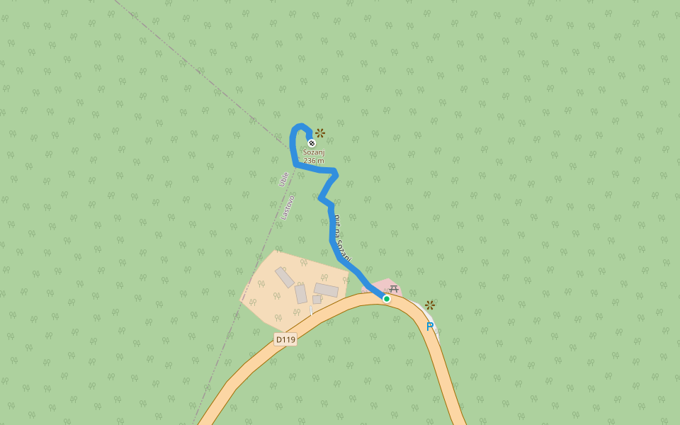 put na Sozanj walking route map in Lastovo