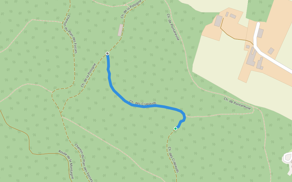 Ch. des Crapauds walking route map in Boudry