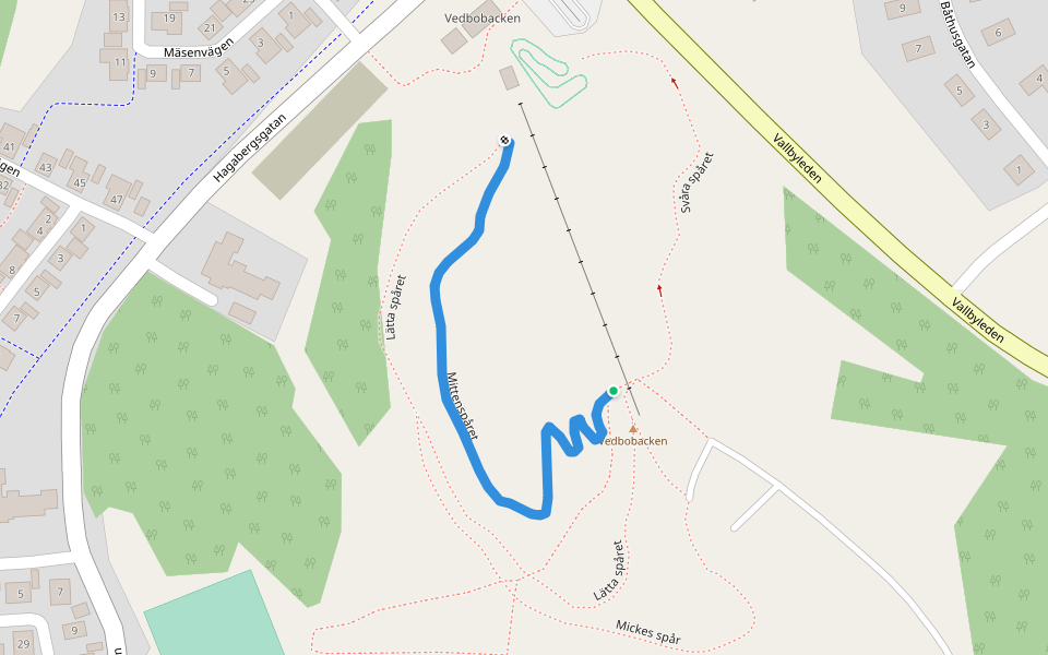 Mittenspåret walking route map in Västerås