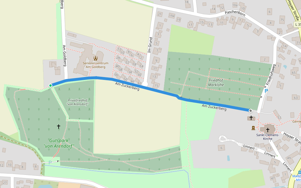 Am Zuckerberg walking route map in Marklohe