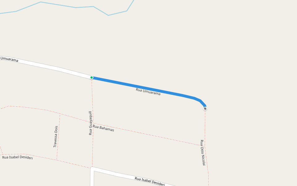 Rua Umuarama walking route map in Guajará