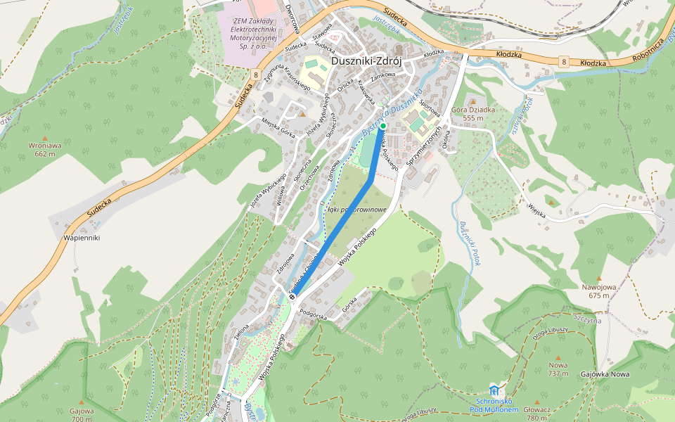 Aleja Fryderyka Chopina walking route map in Duszniki-Zdrój